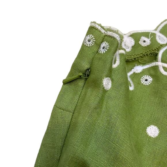 Grace Elements Size 14 Green Linen Grassy Field  Embroidered Spring NWT New Cute - Picture 8 of 11